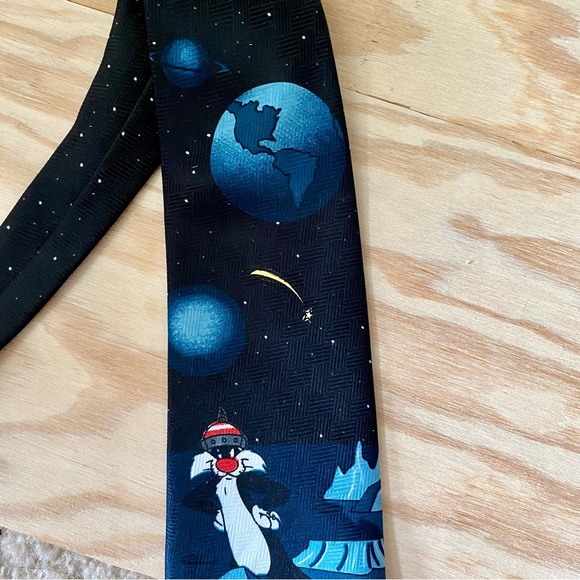 Vintage Looney Tunes Outer Space Classic Tie, Bugs Martin Taz Tweetie Donald - Picture 9 of 10